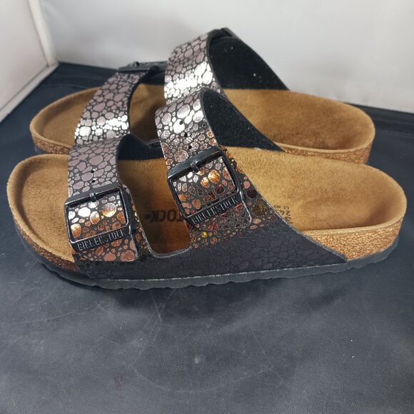 Birkenstock Arizona Birko-Flor Metallic Stones Black sandals US size 7 - Picture 5 of 10